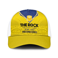 Niue Rugby Baseball Net Cap Six Eight Three to The World - Hiapo Tribal Motif