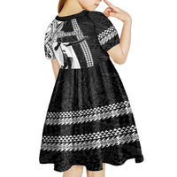 Hawaii Lanai Island Kid Short Sleeve Dress Hawaiian King and Kakau Symbols Abstract Shoulder Tattoo LT03 - Polynesian Pride