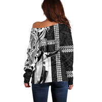 Hawaii Niihau Island Off Shoulder Sweater Hawaiian King and Kakau Symbols Abstract Shoulder Tattoo LT03 - Polynesian Pride