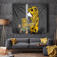 Custom Hawaii Oahu Island Tapestry Hawaiian Warrior and Kakau Symbols Abstract Tattoo LT03 Yellow - Polynesian Pride