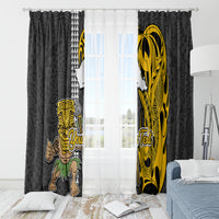 Custom Hawaii Oahu Island Window Curtain Hawaiian Warrior and Kakau Symbols Abstract Tattoo LT03 - Polynesian Pride