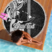 Custom Hawaii Oahu Island Beach Blanket Hawaiian King and Kakau Symbols Abstract Shoulder Tattoo LT03 - Wonder Print Shop