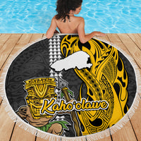 Hawaii Kahoolawe Island Beach Blanket Hawaiian Warrior and Kakau Symbols Abstract Tattoo LT03 - Wonder Print Shop