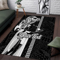 Custom Hawaii Kahoolawe Island Area Rug Hawaiian King and Kakau Symbols Abstract Shoulder Tattoo LT03 Black - Polynesian Pride