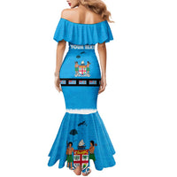 Fiji Merry Christmas Family Matching Mermaid Dress and Hawaiian Shirt Santa Suit Style With Tapa Tribal Pattern