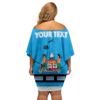 Fiji Merry Christmas Family Matching Off Shoulder Short Dress and Hawaiian Shirt Santa Suit Style With Tapa Tribal Pattern LT03 - Polynesian Pride