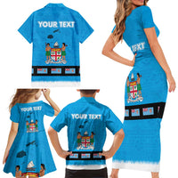 Fiji Merry Christmas Family Matching Short Sleeve Bodycon Dress and Hawaiian Shirt Santa Suit Style With Tapa Tribal Pattern LT03 - Polynesian Pride
