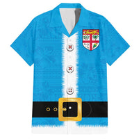 Fiji Merry Christmas Family Matching Summer Maxi Dress and Hawaiian Shirt Santa Suit Style With Tapa Tribal Pattern LT03 Dad's Shirt - Short Sleeve Blue - Polynesian Pride