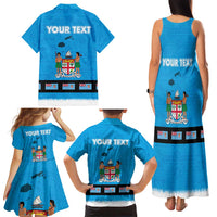 Fiji Merry Christmas Family Matching Tank Maxi Dress and Hawaiian Shirt Santa Suit Style With Tapa Tribal Pattern LT03 - Polynesian Pride