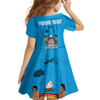 Fiji Merry Christmas Kid Short Sleeve Dress Santa Suit Style With Tapa Tribal Pattern