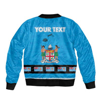 Fiji Merry Christmas Sleeve Zip Bomber Jacket Santa Suit Style With Tapa Tribal Pattern