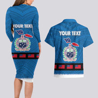 Samoa Merry Christmas Couples Matching Long Sleeve Bodycon Dress and Hawaiian Shirt Santa Suit Style With Tatau Tattoo Pattern LT03 - Polynesian Pride