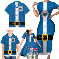 Samoa Merry Christmas Family Matching Short Sleeve Bodycon Dress and Hawaiian Shirt Santa Suit Style With Tatau Tattoo Pattern LT03 - Polynesian Pride