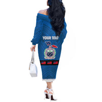 Samoa Merry Christmas Off The Shoulder Long Sleeve Dress Santa Suit Style With Tatau Tattoo Pattern
