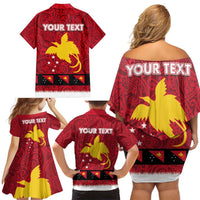 Papua New Guinea Merry Christmas Family Matching Off Shoulder Short Dress and Hawaiian Shirt Santa Suit Style With Melanesian Pattern LT03 - Polynesian Pride