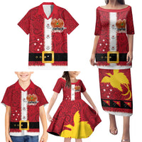 Papua New Guinea Merry Christmas Family Matching Puletasi and Hawaiian Shirt Santa Suit Style With Melanesian Pattern LT03 - Polynesian Pride