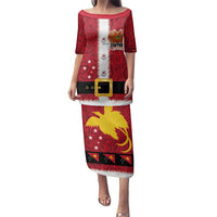 Papua New Guinea Merry Christmas Family Matching Puletasi and Hawaiian Shirt Santa Suit Style With Melanesian Pattern LT03 Mom's Dress Red - Polynesian Pride