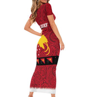 Papua New Guinea Merry Christmas Family Matching Short Sleeve Bodycon Dress and Hawaiian Shirt Santa Suit Style With Melanesian Pattern LT03 - Polynesian Pride