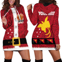 Papua New Guinea Merry Christmas Hoodie Dress Santa Suit Style With Melanesian Pattern LT03 - Polynesian Pride
