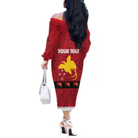 Papua New Guinea Merry Christmas Off The Shoulder Long Sleeve Dress Santa Suit Style With Melanesian Pattern LT03 - Polynesian Pride