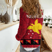Papua New Guinea Merry Christmas Women Casual Shirt Santa Suit Style With Melanesian Pattern LT03 - Polynesian Pride