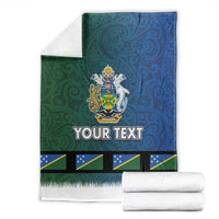 Solomon Islands Merry Christmas Blanket Santa Suit Style With Melanesian Pattern LT03 - Polynesian Pride