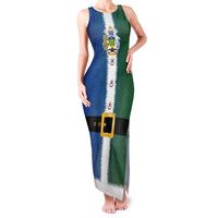 Solomon Islands Merry Christmas Family Matching Tank Maxi Dress and Hawaiian Shirt Santa Suit Style With Melanesian Pattern LT03 Mom's Dress Green - Polynesian Pride