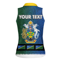 Solomon Islands Merry Christmas Women Sleeveless Polo Shirt Santa Suit Style With Melanesian Pattern LT03 - Polynesian Pride