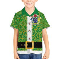 Cook Islands Merry Christmas Family Matching Off Shoulder Short Dress and Hawaiian Shirt Santa Suit Style With Polynesian Pattern LT03 Son's Shirt Green - Polynesian Pride