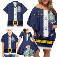Niue Merry Christmas Family Matching Off Shoulder Short Dress and Hawaiian Shirt Santa Suit Style With Hiapo Pattern LT03 - Polynesian Pride