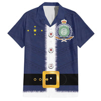 Niue Merry Christmas Family Matching Puletasi and Hawaiian Shirt Santa Suit Style With Hiapo Pattern LT03 Dad's Shirt - Short Sleeve Blue - Polynesian Pride
