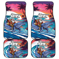 Hawaiian Mele Kalikimaka Car Mats Santa Claus Driving The Whale with Sunset Ocean Landscape LT03 - Polynesian Pride