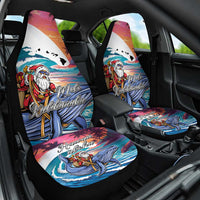 Hawaiian Mele Kalikimaka Car Seat Cover Santa Claus Driving The Whale with Sunset Ocean Landscape LT03 One Size Blue - Polynesian Pride