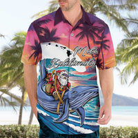 Hawaiian Mele Kalikimaka Hawaiian Shirt Santa Claus Driving The Whale with Sunset Ocean Landscape LT03 - Polynesian Pride