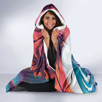 Hawaiian Mele Kalikimaka Hooded Blanket Santa Claus Driving The Whale with Sunset Ocean Landscape LT03 - Polynesian Pride