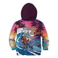 Hawaiian Mele Kalikimaka Kid Hoodie Santa Claus Driving The Whale with Sunset Ocean Landscape LT03 - Polynesian Pride