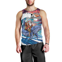 Hawaiian Mele Kalikimaka Men Tank Top Santa Claus Driving The Whale with Sunset Ocean Landscape LT03 - Polynesian Pride