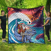 Hawaiian Mele Kalikimaka Quilt Santa Claus Driving The Whale with Sunset Ocean Landscape LT03 - Polynesian Pride