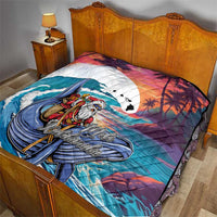 Hawaiian Mele Kalikimaka Quilt Santa Claus Driving The Whale with Sunset Ocean Landscape LT03 - Polynesian Pride