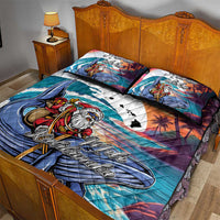 Hawaiian Mele Kalikimaka Quilt Bed Set Santa Claus Driving The Whale with Sunset Ocean Landscape LT03 - Polynesian Pride