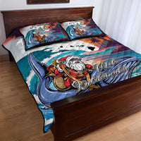 Hawaiian Mele Kalikimaka Quilt Bed Set Santa Claus Driving The Whale with Sunset Ocean Landscape LT03 - Polynesian Pride