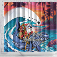 Hawaiian Mele Kalikimaka Shower Curtain Santa Claus Driving The Whale with Sunset Ocean Landscape LT03 - Polynesian Pride