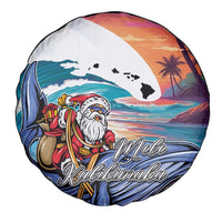 Hawaiian Mele Kalikimaka Spare Tire Cover Santa Claus Driving The Whale with Sunset Ocean Landscape LT03 - Polynesian Pride