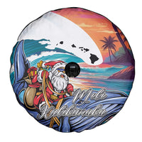 Hawaiian Mele Kalikimaka Spare Tire Cover Santa Claus Driving The Whale with Sunset Ocean Landscape LT03 - Polynesian Pride