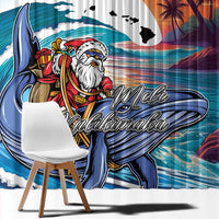 Hawaiian Mele Kalikimaka Window Curtain Santa Claus Driving The Whale with Sunset Ocean Landscape LT03 - Polynesian Pride