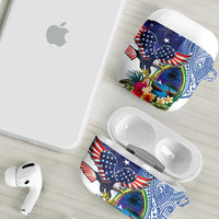 Guam and United States Together AirPods Case Bald Eagle and Guam Seal with Flower and Tribal Tattoos LT03 - Polynesian Pride