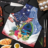 Guam and United States Together Apron Bald Eagle and Guam Seal with Flower and Tribal Tattoos LT03 Multicolor - Polynesian Pride