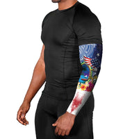 Guam and United States Together Arm Sleeves Bald Eagle and Guam Seal with Flower and Tribal Tattoos LT03 - Polynesian Pride
