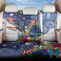 Guam and United States Together Back Car Seat Cover Bald Eagle and Guam Seal with Flower and Tribal Tattoos LT03 One Size Multicolor - Polynesian Pride