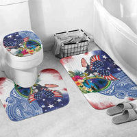 Guam and United States Together Bathroom Set Bald Eagle and Guam Seal with Flower and Tribal Tattoos LT03 Mat Set Only (3 pcs) One Size Multicolor - Polynesian Pride